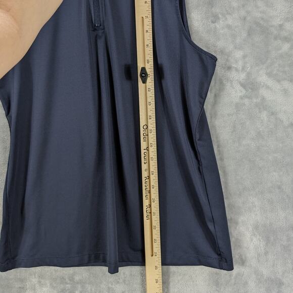 Tommy Bahama Golf Shirt Womens Large Sleeveless Navy Blue 1/4 zip Active Preppy - Picture 3 of 6